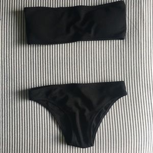 Black Ribbed Bandeau Bikini